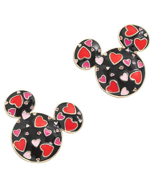 Women's Black Mickey Mouse Mixed Hearts Earrings