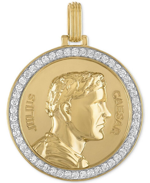 Cubic Zirconia Julius Caesar Coin Pendant in Sterling Silver & 14k Gold-Plate, Created for Macy's