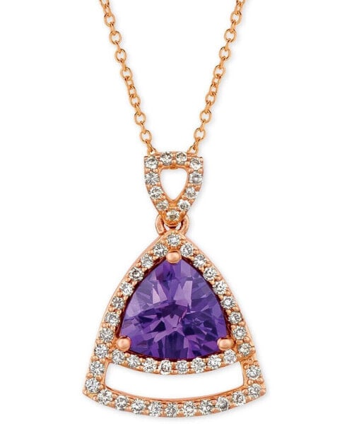 Grape Amethyst (1-5/8 ct. t.w.) & Vanilla Diamond (1/3 ct. t.w.) 18" Pendant Necklace in 14k Rose Gold