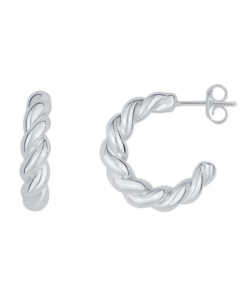 Silver Plated Twisted C Hoop Earring