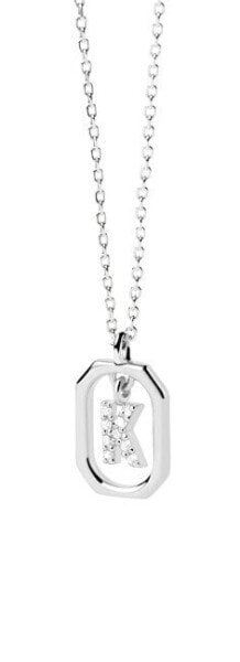 Půvabný stříbrný náhrdelník písmeno "K" LETTERS CO02-522-U (řetízek, přívěsek)