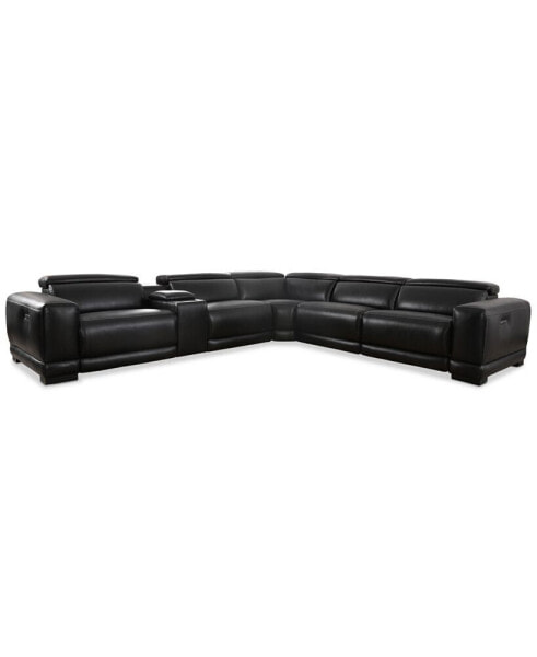 Krofton 6-Pc. Beyond Leather Fabric Sectional L with 3 Power Motion Recliners and 1 Console, Created for Macy's