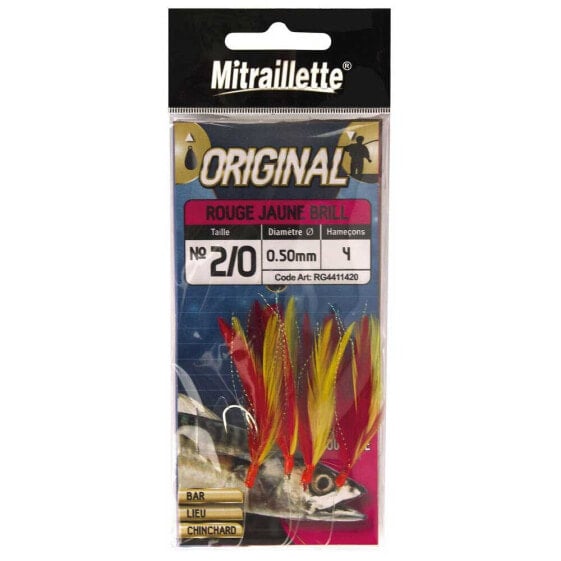 RAGOT Mitraillete Original 7 Hooks Feather Rig Red/Yellow Bright