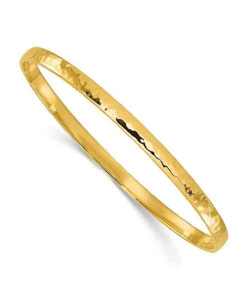 18k Yellow Gold Solid Hammered Slip-on Bangle Bracelet