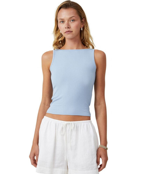 Women’s Staple Rib Boat Neck Tank