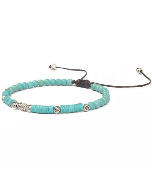 Friendship Bracelet Handwoven with Turquoise Beads