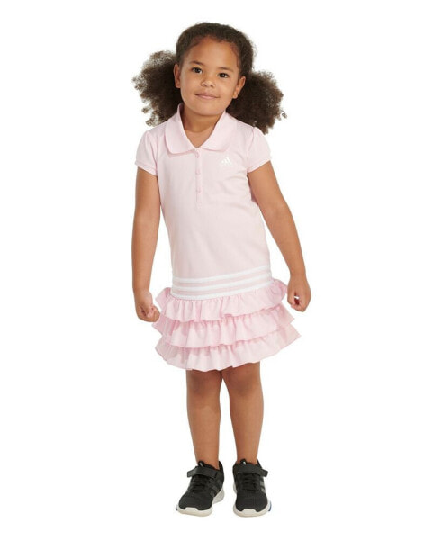 Little & Toddler Girls Short Sleeve Ruffle Polo Dress