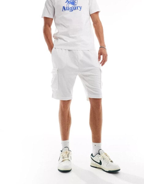 Brave Soul towelling cargo shorts in off white