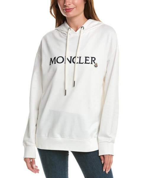 Moncler Embroidered Logo Hoodie Women's White M