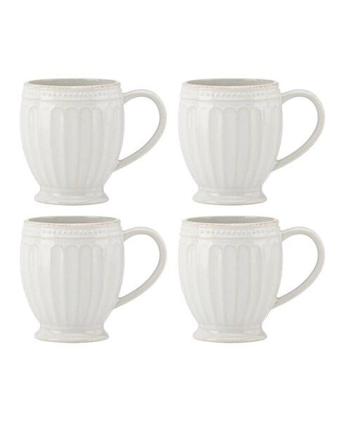 French Perle Groove Mugs, Set Of 4