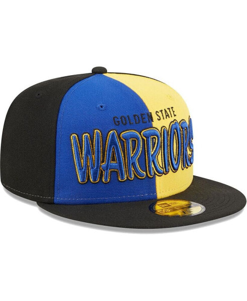 Men's Black, Royal Golden State Warriors Pop Front 59FIFTY Fitted Hat