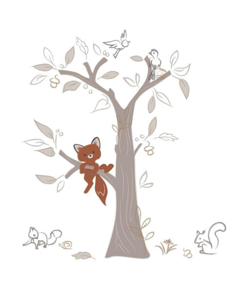 Treetop Fox Brown/Beige Tree w/ Woodland Animals Wall Decals/Stickers