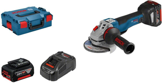Bosch Professional 18V System Battery Angle Grinder GWS 18V-10 PC (Discs 125 mm, Includes 2 x 5.0 Ah Battery, Quick Charger GAL 1880 CV, in L-BOXX 136) 06019G3E0D