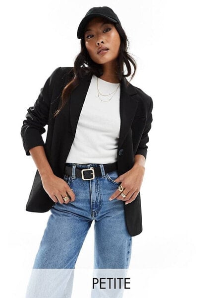 Miss Selfridge Petite oversized single breasted blazer in black