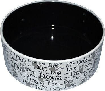 Yarro International Miska ceramiczna dla psa DOG biało-czarna 19.5x7.5 cm