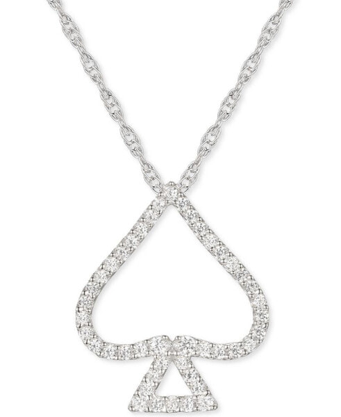 Macy's diamond Spade 18" Open Pendant Necklace (1/4 ct. t.w.) in Sterling Silver