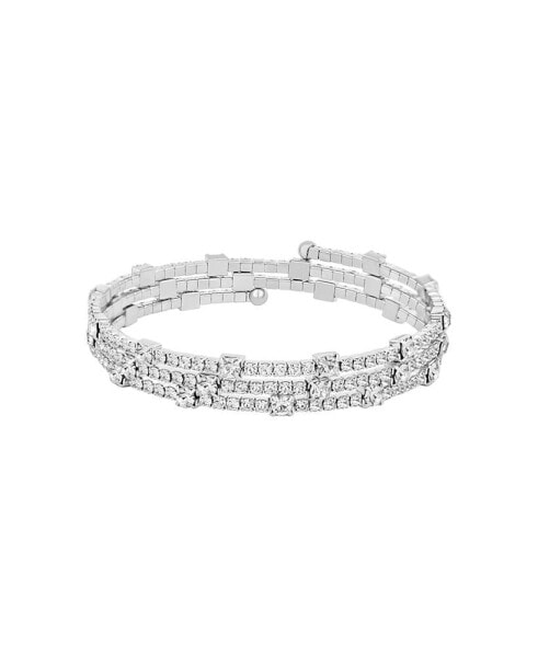 Silver-Plated or 18K Gold-Plated Crystal Coil Bracelet