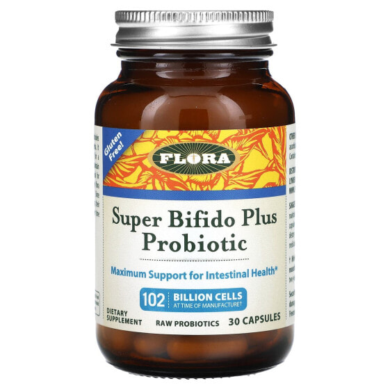 Пробиотик супер Bifido Plus, 102 миллиарда клеток, 30 капсул, Flora