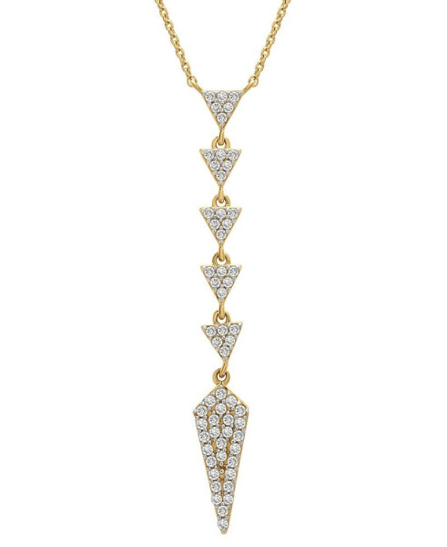 Wrapped diamond Triangle Lariat Necklace (1/3 ct. t.w.) in 14k Gold, 16" + 2" extender, Created for Macy's