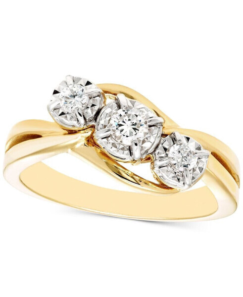 Diamond Three Stone Ring (1/4 ct. t.w.) in 10k White or Yellow Gold