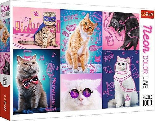 Trefl Puzzle 1000 Neon Color Line - Super cats