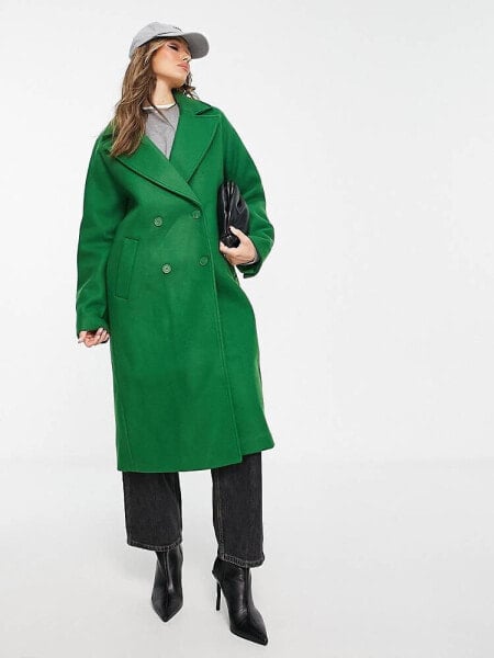 NA-KD x Klara Montes wool blend midi coat in green