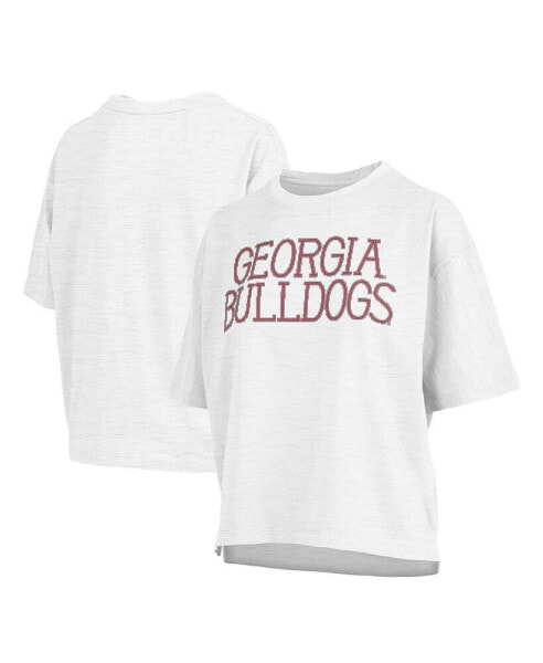 Women's White Georgia Bulldogs Motley Crew Chain Stitch Slub Waist Length Boxy T-shirt