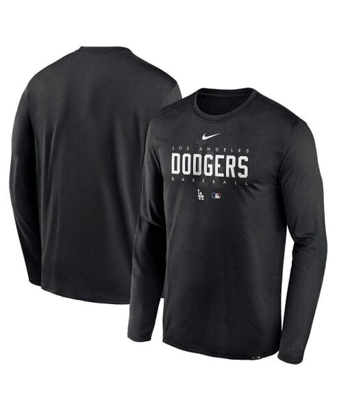 Men's Black Los Angeles Dodgers Authentic Collection Team Logo Legend Performance Long Sleeve T-shirt