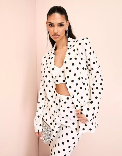 ASOS LUXE single breasted co-ord tailored suit blazer in spot print