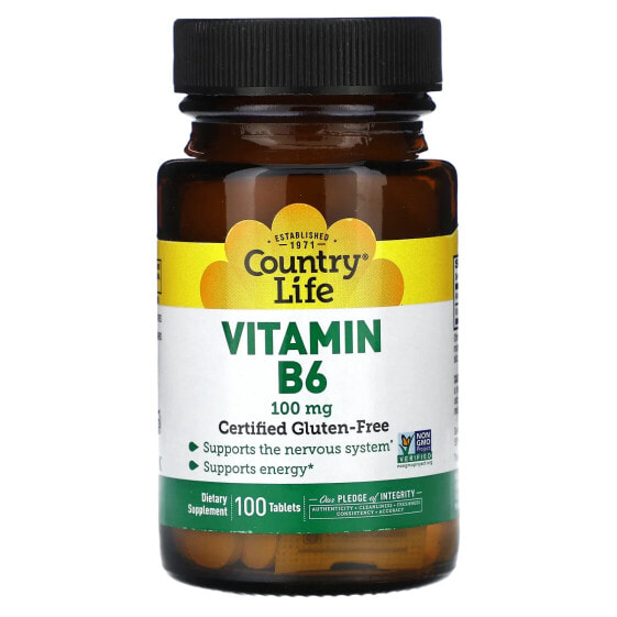 Vitamin B6, 100 mg, 100 Tablets