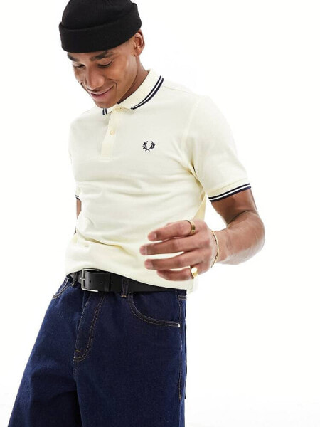 Fred Perry twin tipped polo in cream