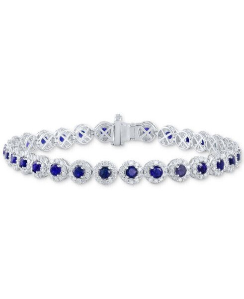 Sapphire (5-1/2 ct. t.w.) & Diamond (3 ct. t.w) Tennis Bracelet in 14k White Gold (Also in Ruby and Emerald)