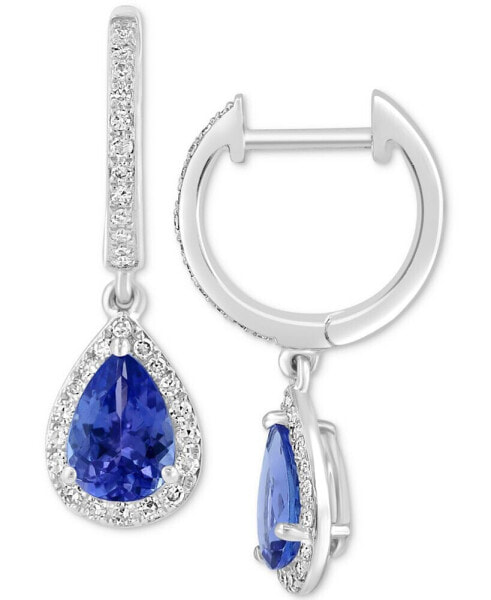 EFFY® Tanzanite (1-1/6 ct. t.w.) & Diamond (1/4 ct. t.w.) Dangle Hoop Drop Earrings in Sterling Silver