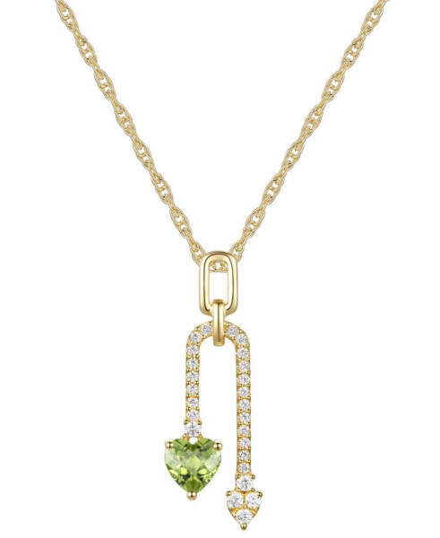 Peridot (3/8 ct. t.w.) & Lab-Grown White Sapphire (1/5 ct. t.w.) U-Shaped 18" Pendant Necklace in 14k Gold-Plated Sterling Silver