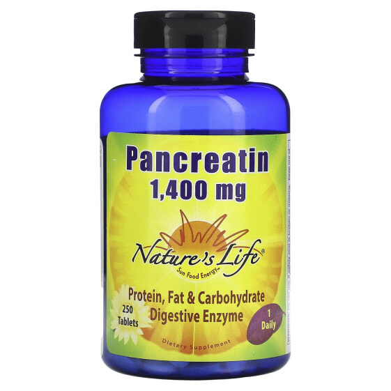 Пищеварительные ферменты Nature's Life Панкреатин, 1,400 мг, 250 таблеток