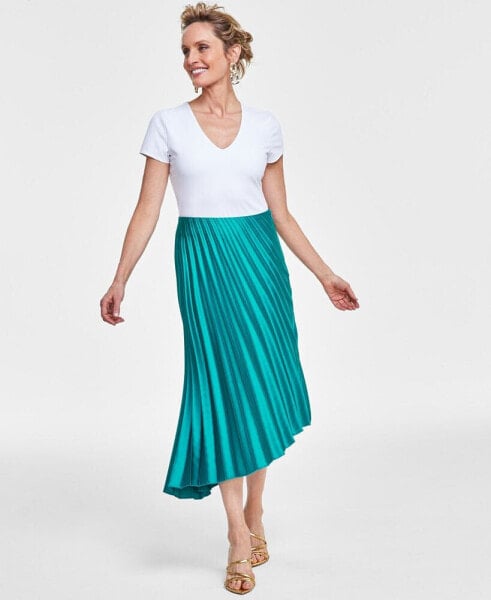 Women's Asymmetric Pleated Skirt, Created for Macy's