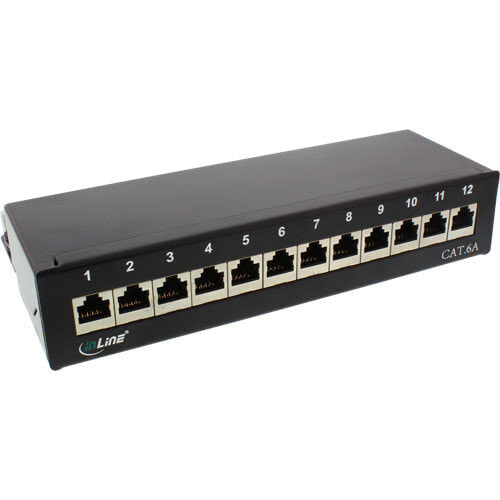 InLine Patch Panel Cat.6A table / wall assembly 12 Port black RAL9005