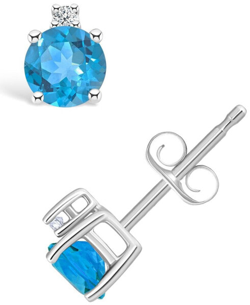 Cерьги Macy's Blue Topaz and Diamond Stud