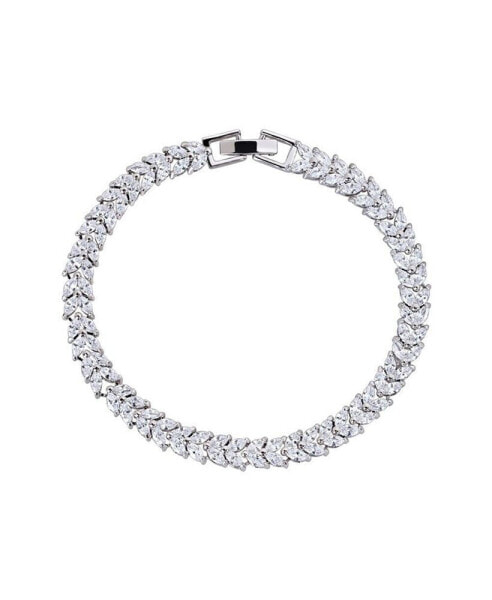 Marquise and Pear Cut Cubic Zirconia Tennis Bracelet with Cubic Zirconia
