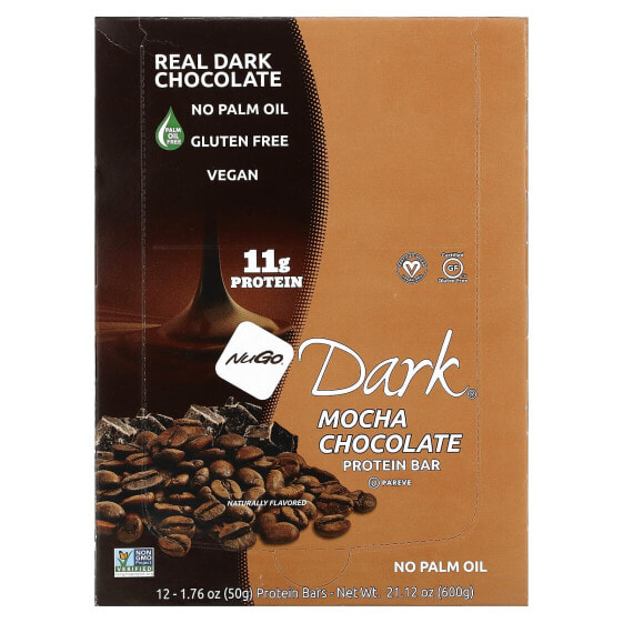 NuGo Dark, Protein Bars, Mocha Chocolate, 12 Bars, 1.76 oz (50 g) Each