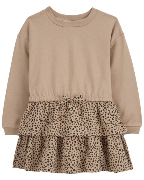 Toddler Leopard Ruffle Long-Sleeve Dress 4T