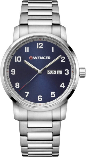 WENGER Attitude Men's Watch Diameter 42 mm, Swiss Made, Analogue Quartz, Waterproof up to 100 m, Stainless Steel Bracelet