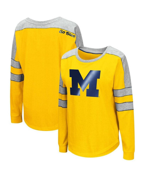 Women's Maize Michigan Wolverines Trey Dolman Long Sleeve T-shirt
