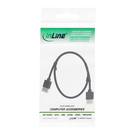 InLine High Speed HDMI Cable with Ethernet - AM/AM - super slim - black/gold - 1m