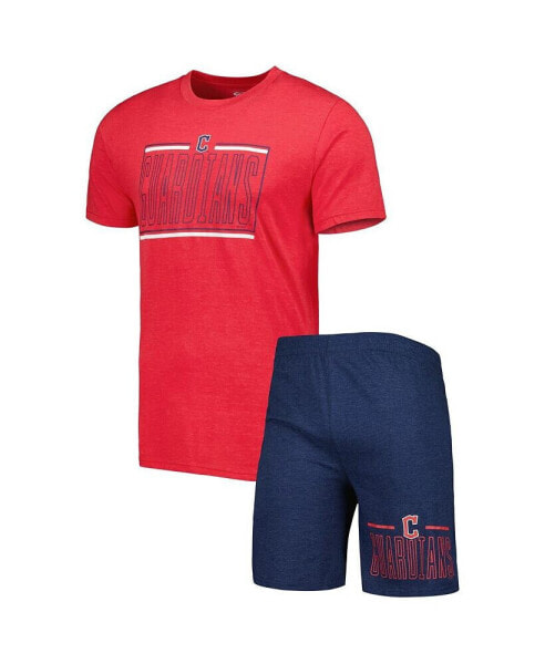 Men's Navy, Red Cleveland Guardians Meter T-shirt and Shorts Sleep Set
