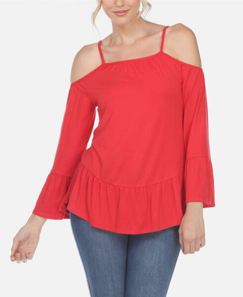 Women's Cold Shoulder Ruffle Sleeve Top