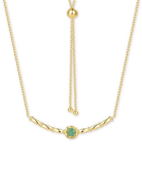 Emerald Polished Bar 18" Bolo Necklace (1/3 ct. t.w.) in Gold-Plated Sterling Silver (Also in Ruby & Sapphire)