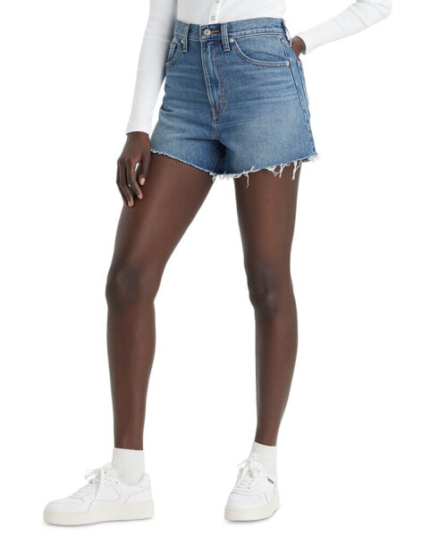 High-Waisted Cotton Mom Shorts