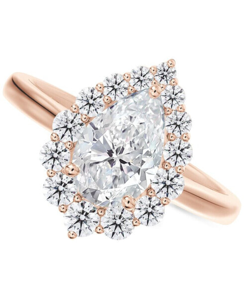 Diamond Pear-Cut Halo Engagement Ring (7/8 ct. t.w.) in 14k Rose Gold