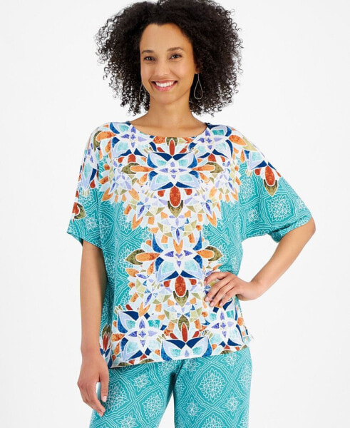 Women's Short-Sleeve Printed Dolman-Sleeve Top, Created for Macy's